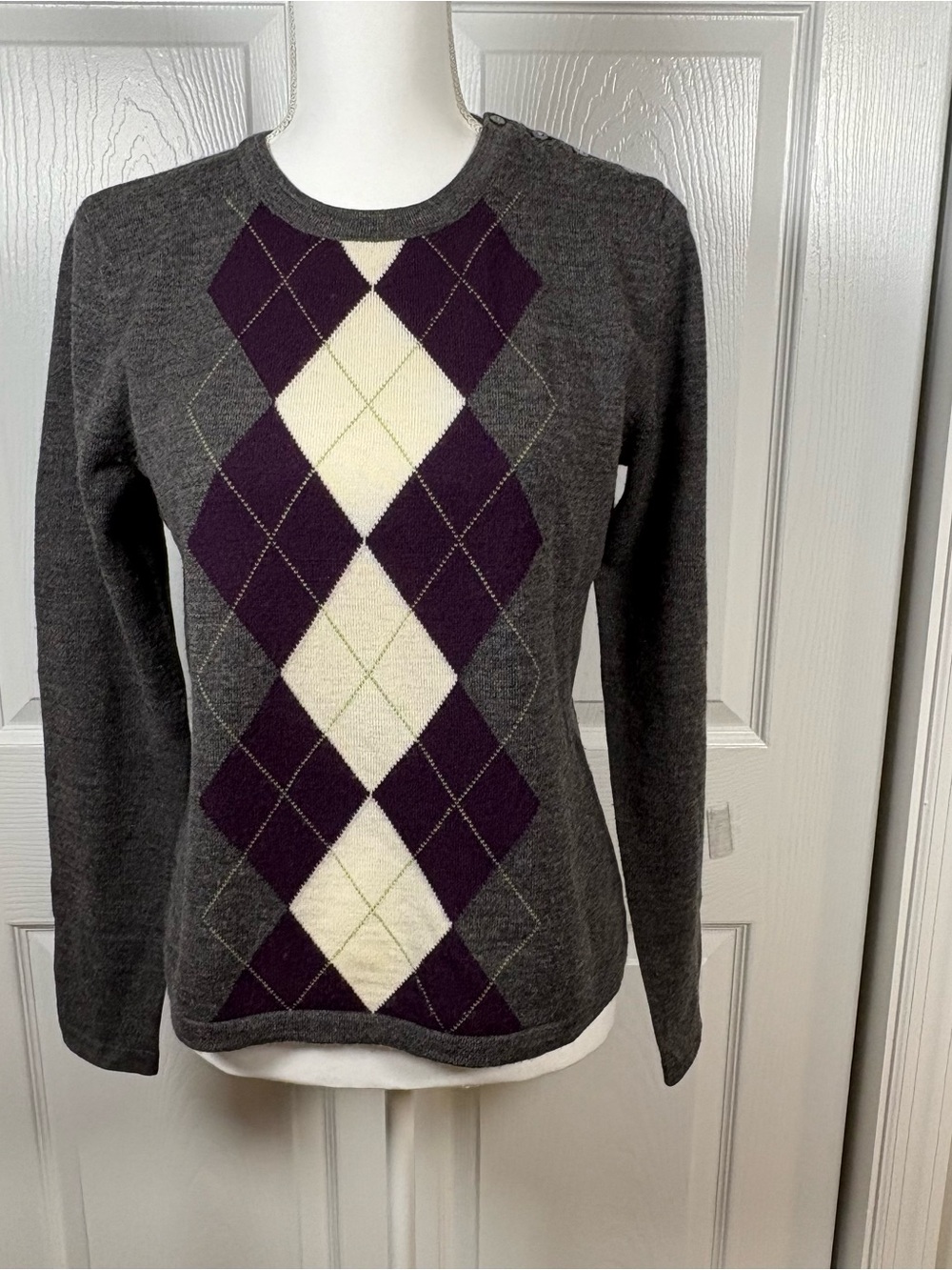 Tweeds Merino Wool Argyle Pullover Sweater M Preppy Classic Capsule